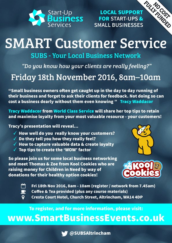 SMART CUSTOMER SERVICE: We have the amazing Tracy Waddaor @worldclasswcs hosting  startupbusinessservices.co.uk/smart-customer… #altrincham #cheshire