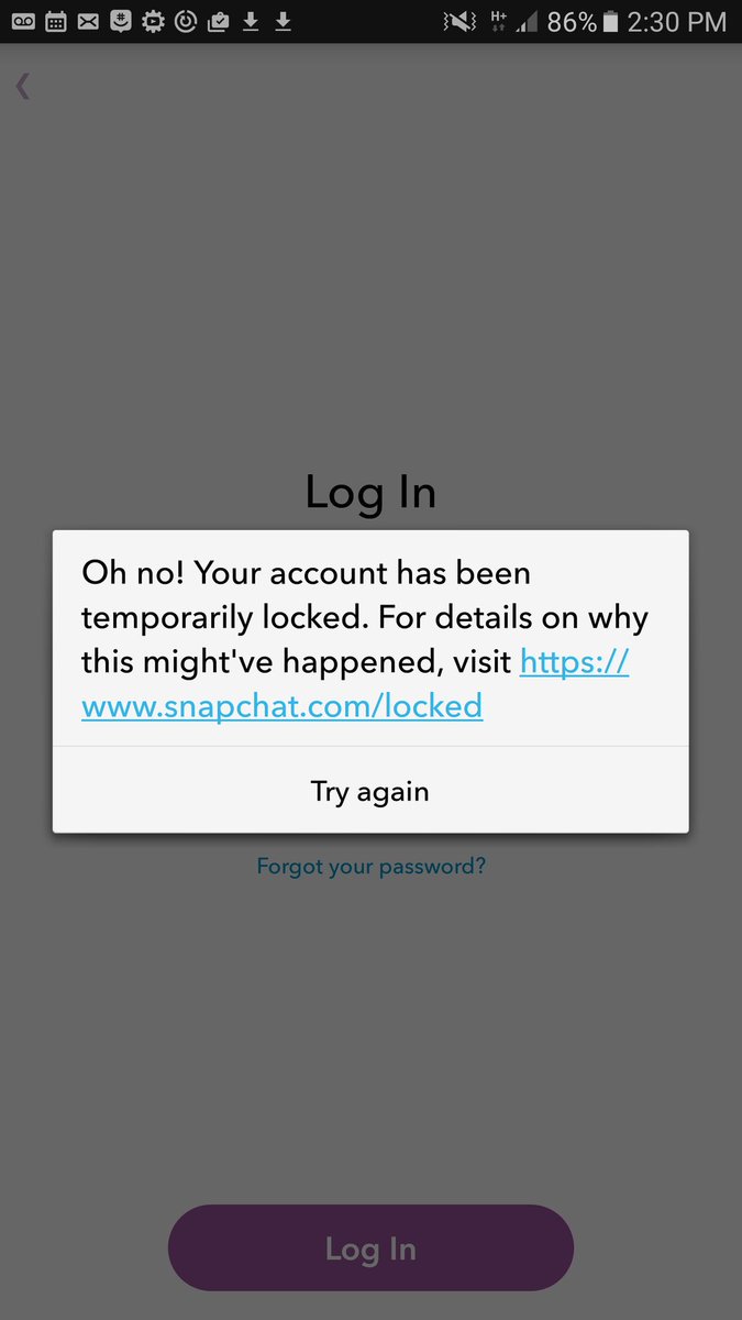 locked out of my snapchat