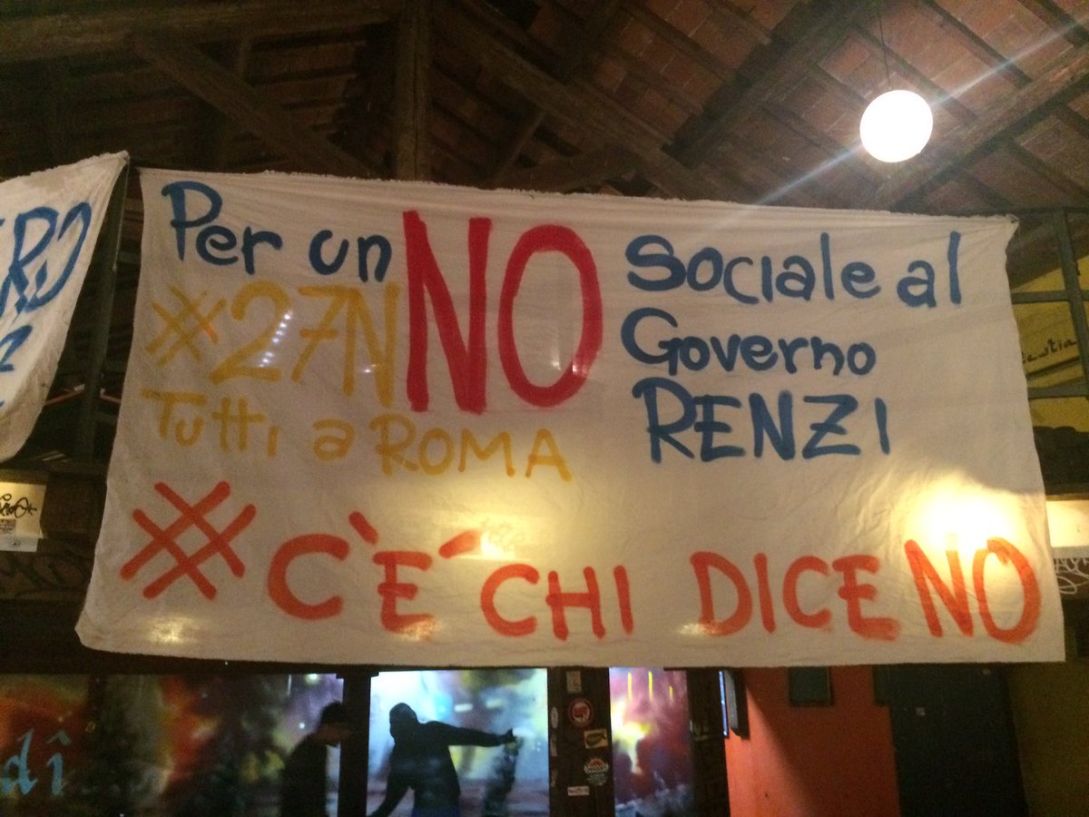 CSOPedro's tweet photo. Solidarietà al nostro compagno e fratello Checco #checcolibero Per un NO sociale al governo #Renzi #27nov tutti a #Roma #cèchidiceno https://t.co/tmj9agHWFQ