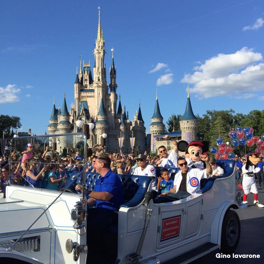 They went to <a href="/WaltDisneyWorld/">Walt Disney World</a>! <a href="/Cubs/">Chicago Cubs</a> players <a href="/benzobrist18/">benzobrist18</a> <a href="/javy23baez/">Javier Báez</a> &amp; <a href="/Addison_Russell/">Addison Russell</a> celebrate their #WorldSeries win with Mickey! 🎉