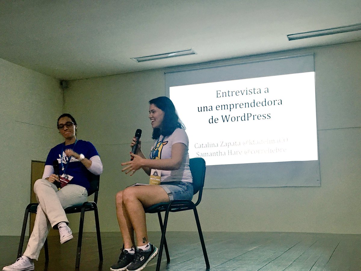 wordcampmde's tweet photo. Une entrevista a una emprendedora WordPress (@ktadelinaCO) con preguntas de @correliebre #wcmde https://t.co/sCFFk5HMen