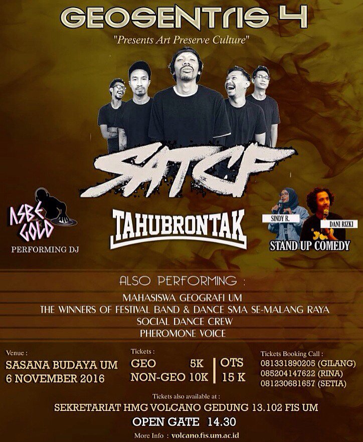 <a href="/SATCFPUNK/">SATCF</a> 9 malam ini di Gedung Sasana Budaya UM