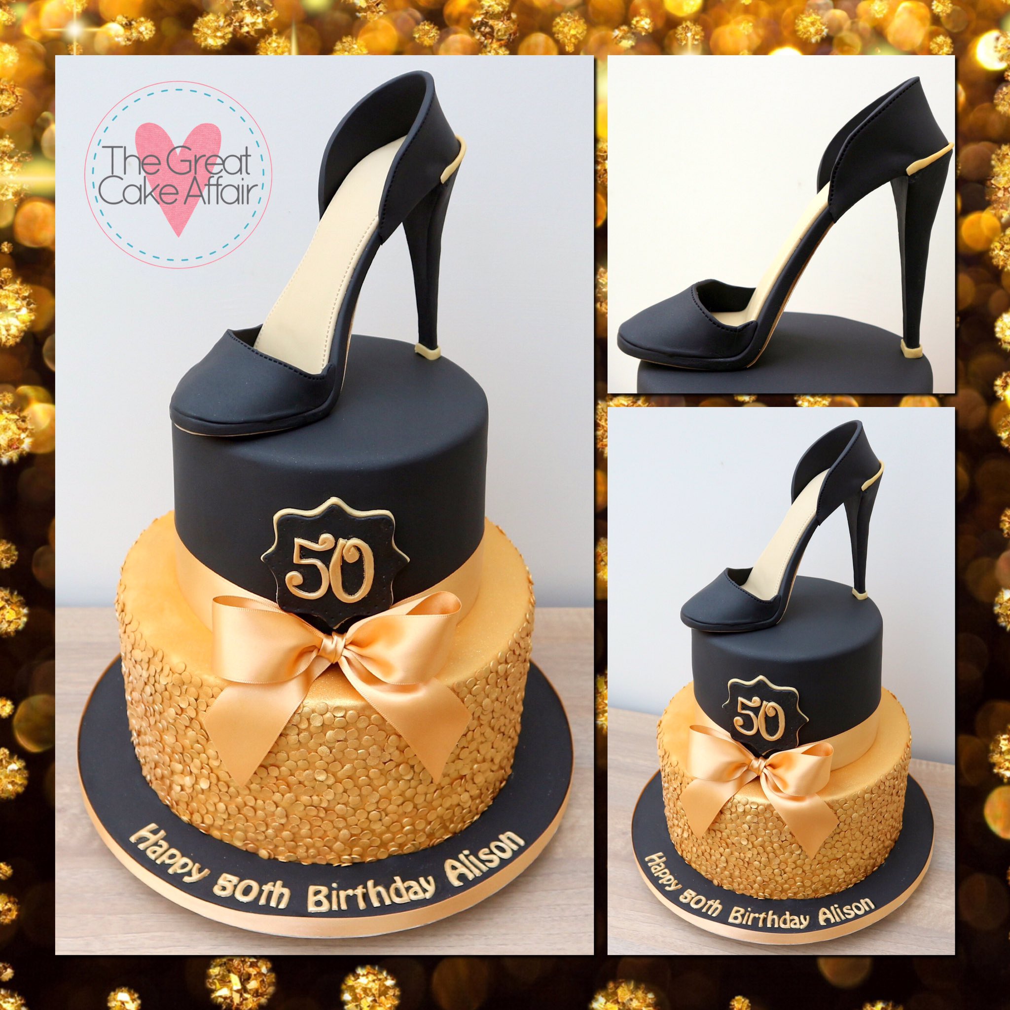 Glitter Gold High Heel Shoes Girl Edible Cake Toppers – Cakecery