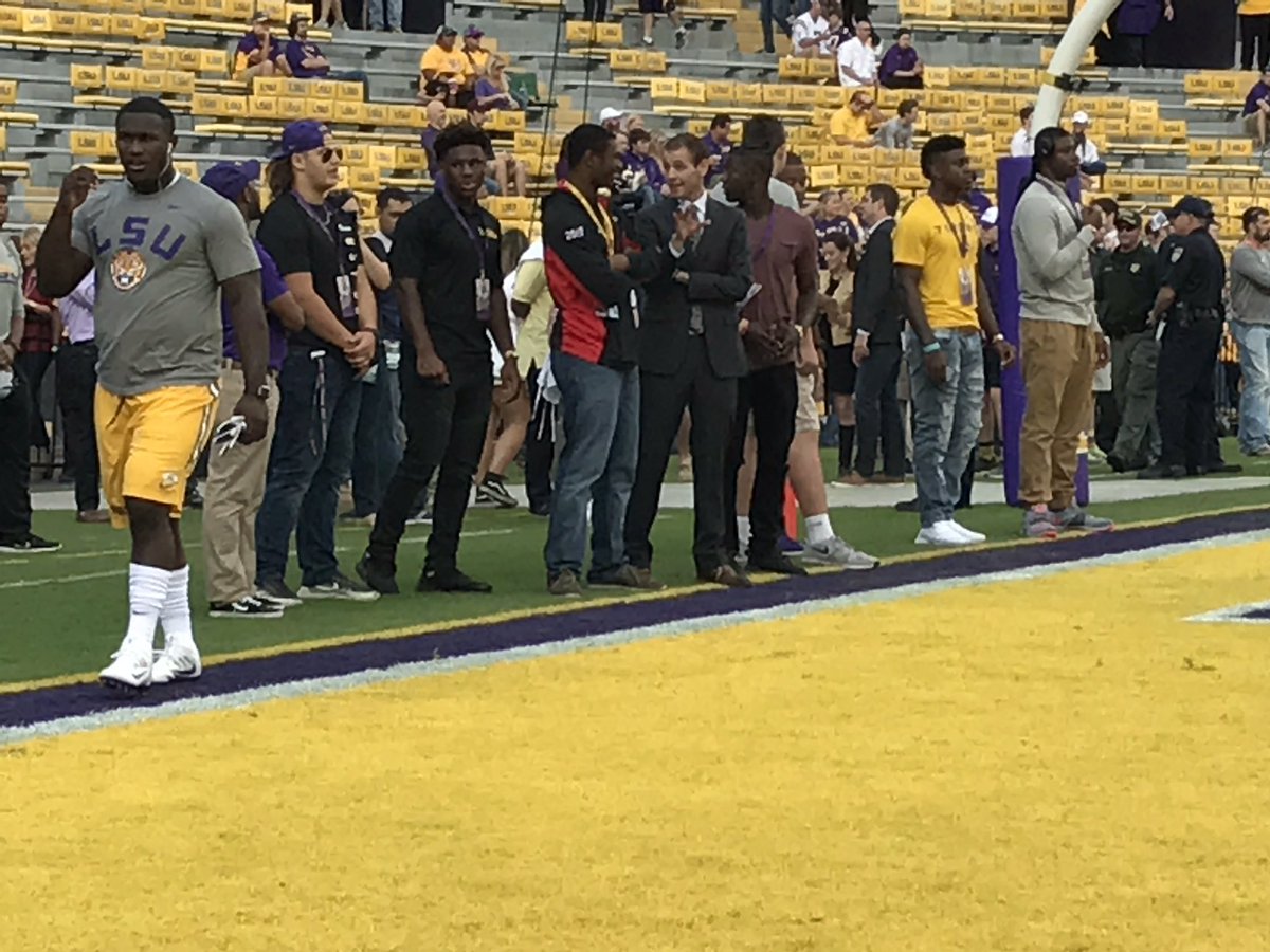 CodyWorsham's tweet photo. Here's LSU GM Austin Thomas and 5-star safety @jacobystevens7 https://t.co/Jc1ilnH0SS