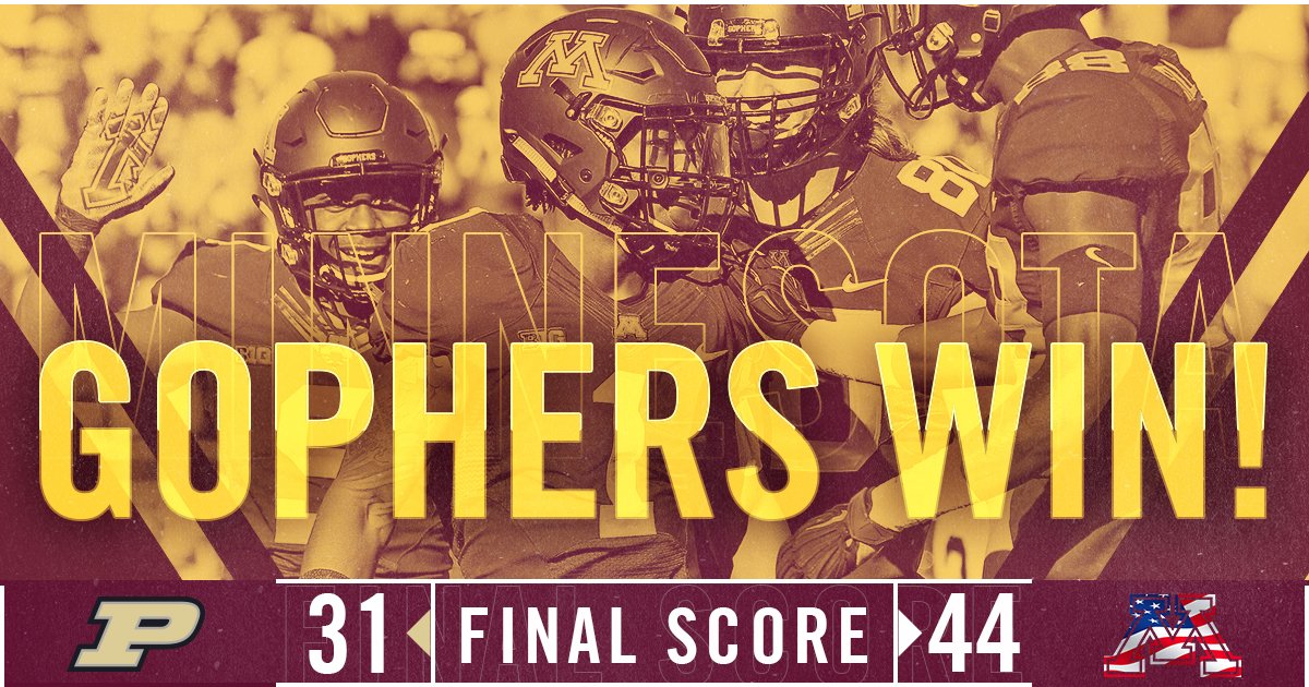 GopherFootball's tweet photo. The #Gophers seal the deal and add another win to their record! https://t.co/OipA8nAKfW