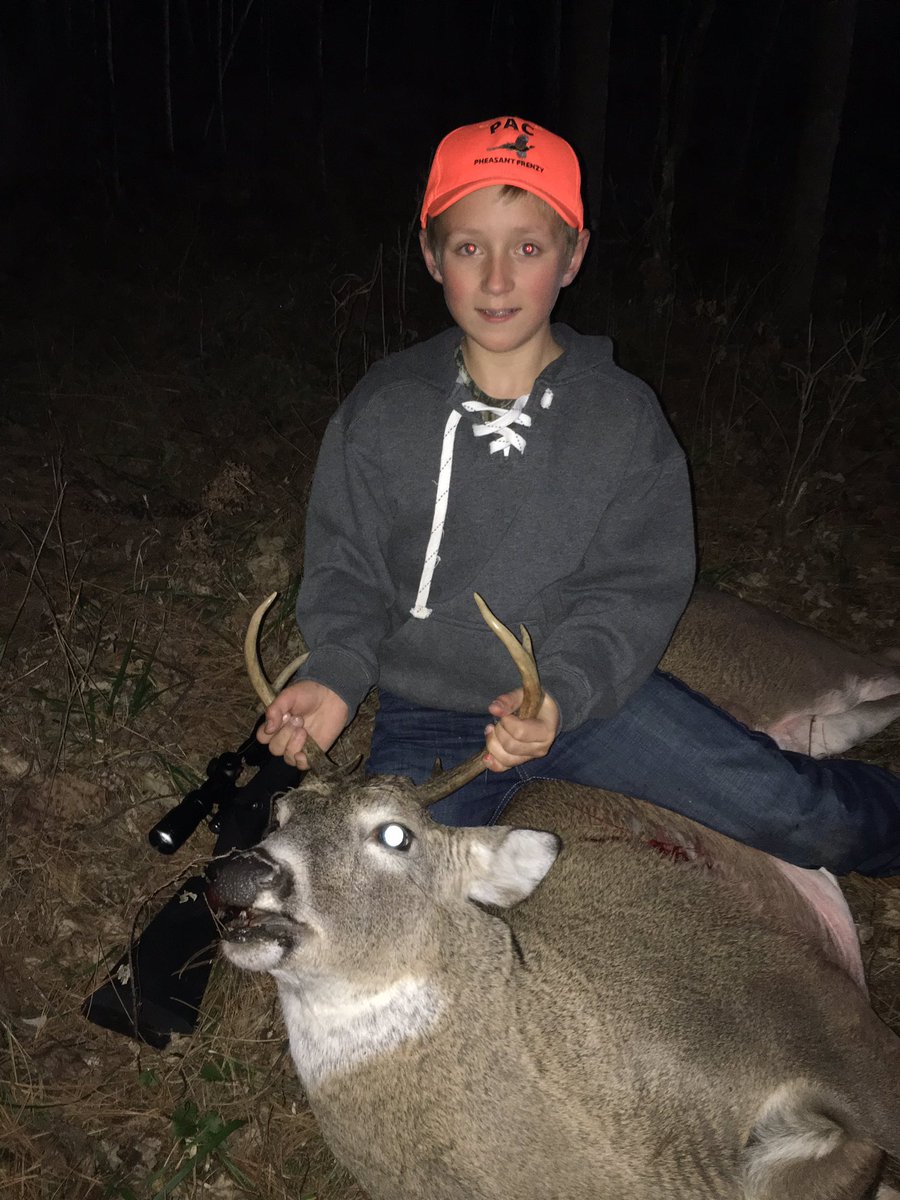 EShetka's tweet photo. Eddie with his first deer! Double lung and clipped the heart! Perfect shot!  @EngelmeyerJer @bartxlake_bart @johnkriesel #MNDeerOpener https://t.co/7CTiy0ADQn