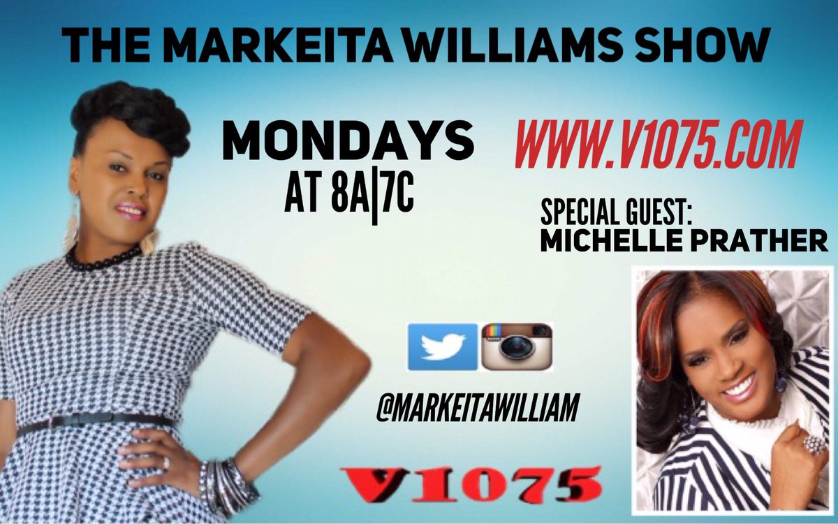 markeitawilliam's tweet photo. We're doing it again! Catch @TeamMichelleP on the show Monday at 8A|7C on https://t.co/PJRVXbhwGe! #michelleprather #markeitawilliams #V1075 https://t.co/T8qJyo11z1