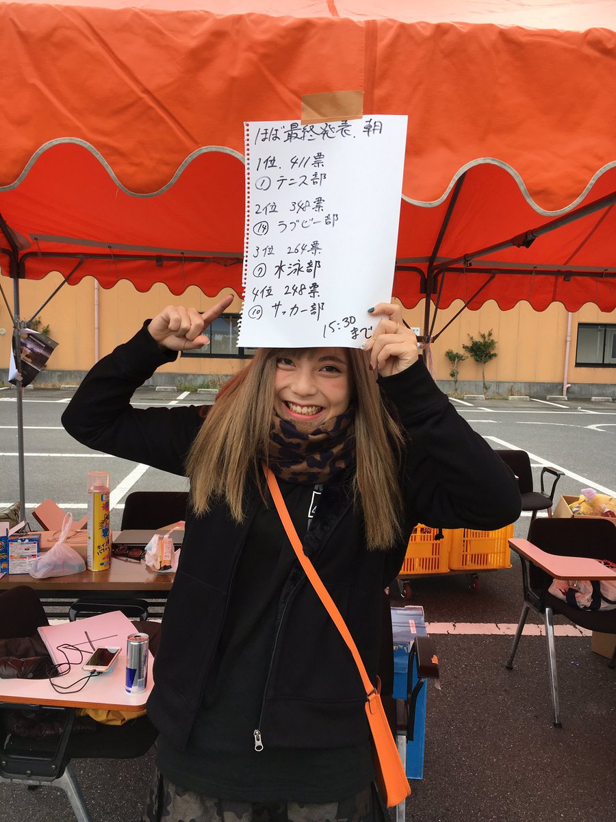 女装コンほぼ最終発表です！
1位 411票
① テニス部
2位 348票
⑭ ラグビー部
3位 264票
⑦ 水泳部
4位 248票
⑩ サッカー部
投票は本日の15:30までです！！投票急いでください！！