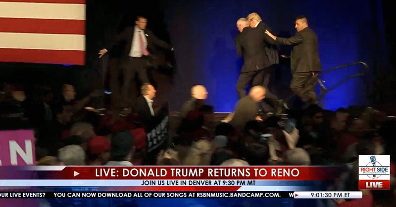 Clinton thug attacks Trump in Reno, Secret Service rushed off stage