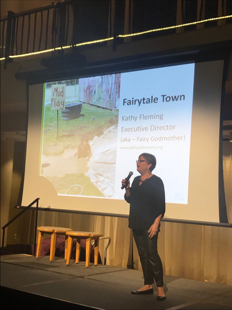 Rivkah's tweet image. @FairytaleTown Executive Director Kathy Fleming speaking about partnerships/connections @saclib. #CLASwingIntoAction