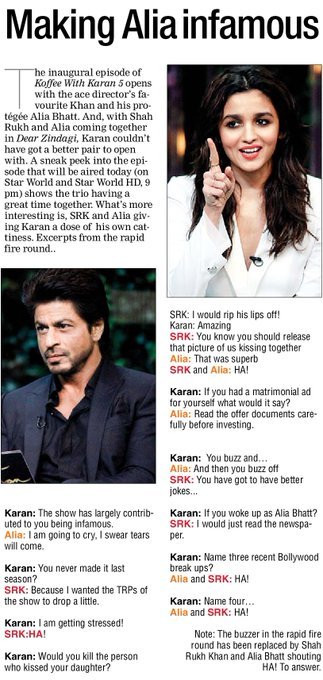 PanIndiaReview's tweet photo. || Making Alia Infamous || - DNADon't Miss 1st Episode Of KWK Season 5, with SRK &amp; Alia Today.#SRKonKWK5 https://t.co/LKwm3ZjeAm