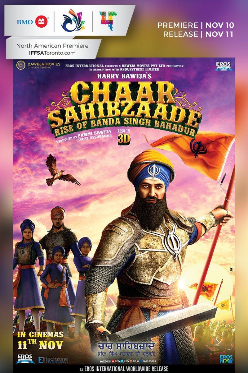 sunnygillca's tweet photo. CHAAR SAHIBZAADE : RISE OF BANDA SINGH BAHADUR ☆N.A. Premiere humbly presented by BMO IFFSA | PIFF | Toronto☆《Nov 10》 #iffsaTO #piffTO #bmo https://t.co/Tj1L3T7Ea7