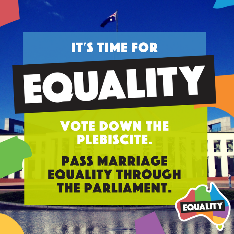 Share this message far &amp; wide before Senators meet tomorrow: We want #MarriageEquality passed in parliament this year! #EqualityCampaign