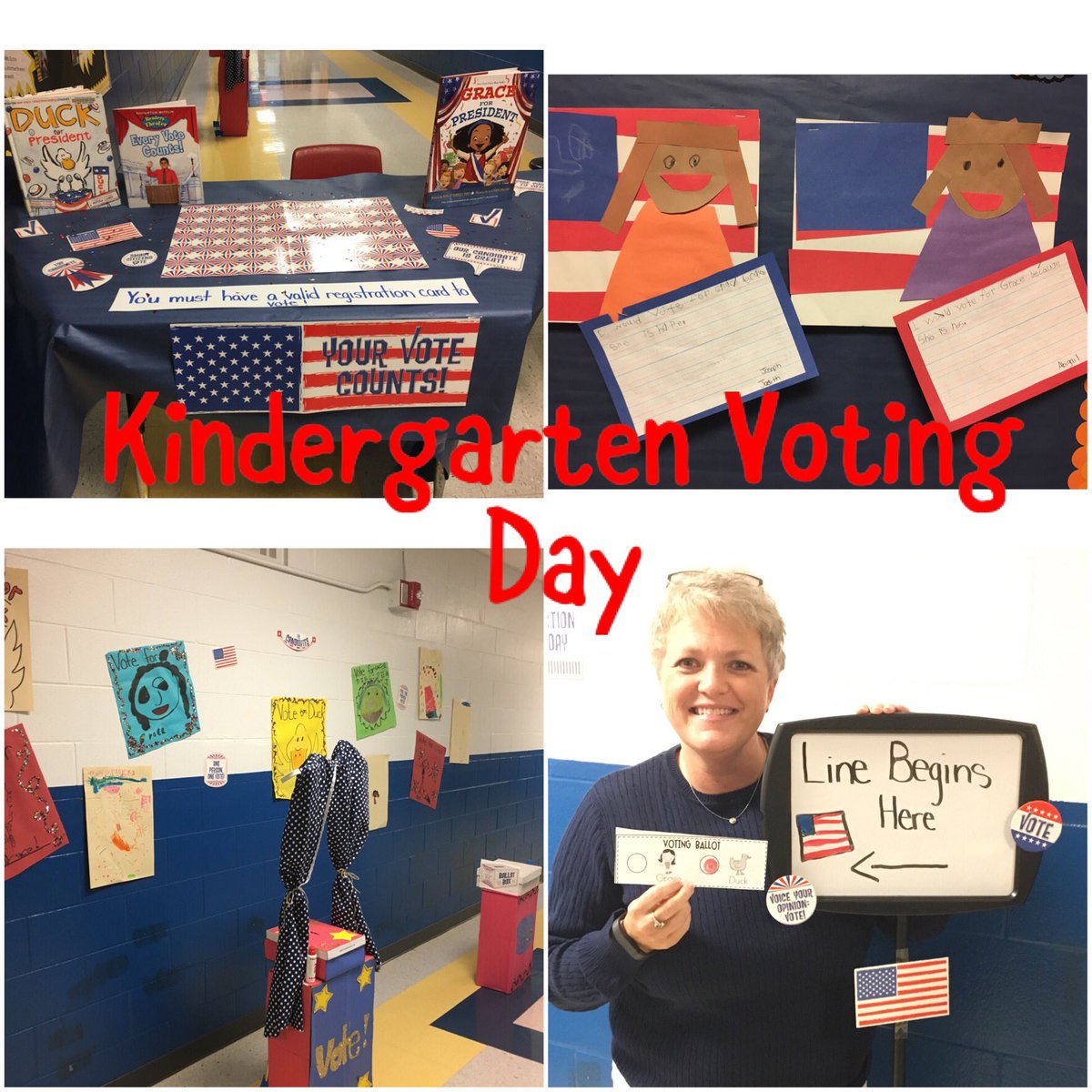 Friday Election Day for Kindergarten. Ballot:Duck for President or Grace for President. I cast my vote. #elementaryprincipal #bestjobever