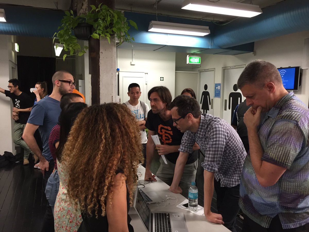 immersivehack's tweet photo. Judges goes around the #VR fair booth at #ImmersiveHack #hackathon https://t.co/3FM0oAuDjJ