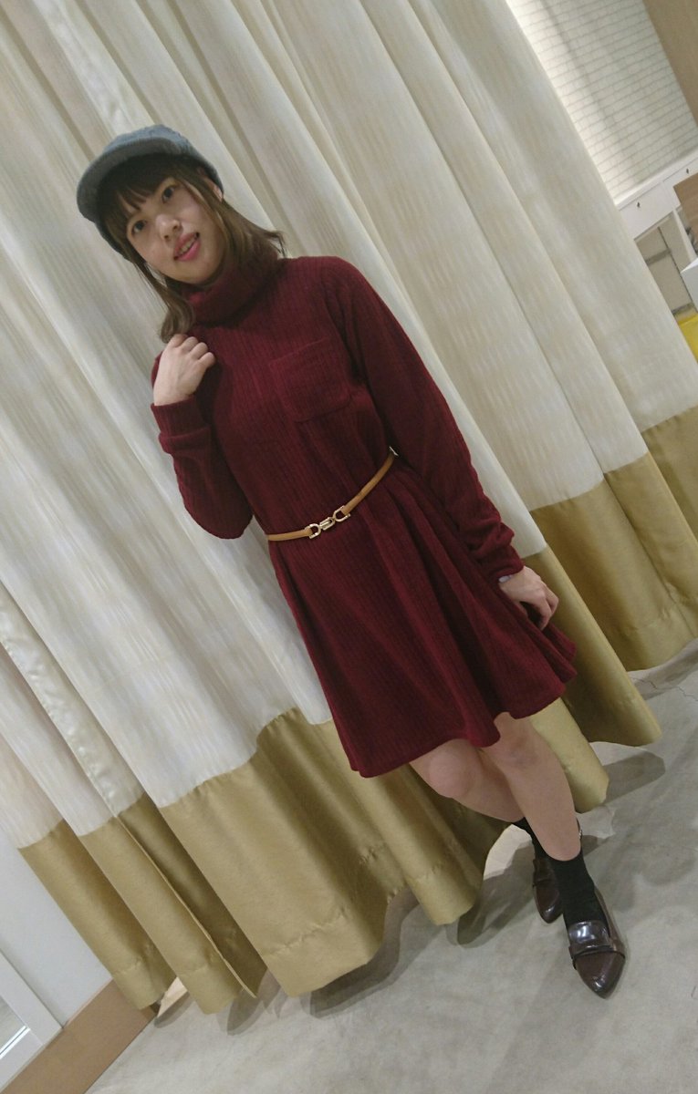 Frames Raycassin Twitterissa ららぽーと富士見 ニットワンピース 153cmの私で膝上の丈なので高身長の方は細身のパンツと合わせてチュニックのように着るのがオススメです リブニットソータートルネックワンピース ネイビー チャコールグレー ワイン グレー