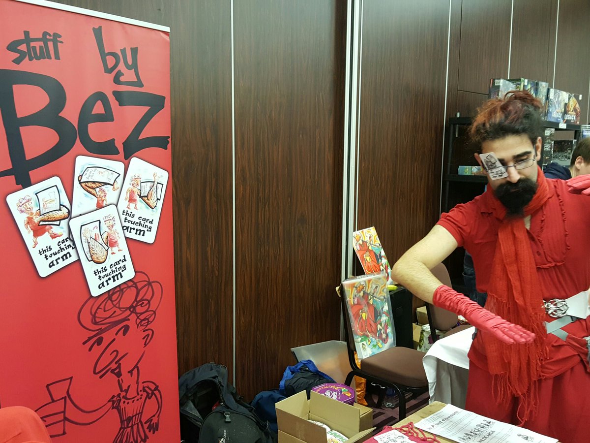 DarkCleoPro's tweet image. We've got @stuffByBez at the #LGM with his crazy card game #inabind well worth having a go.