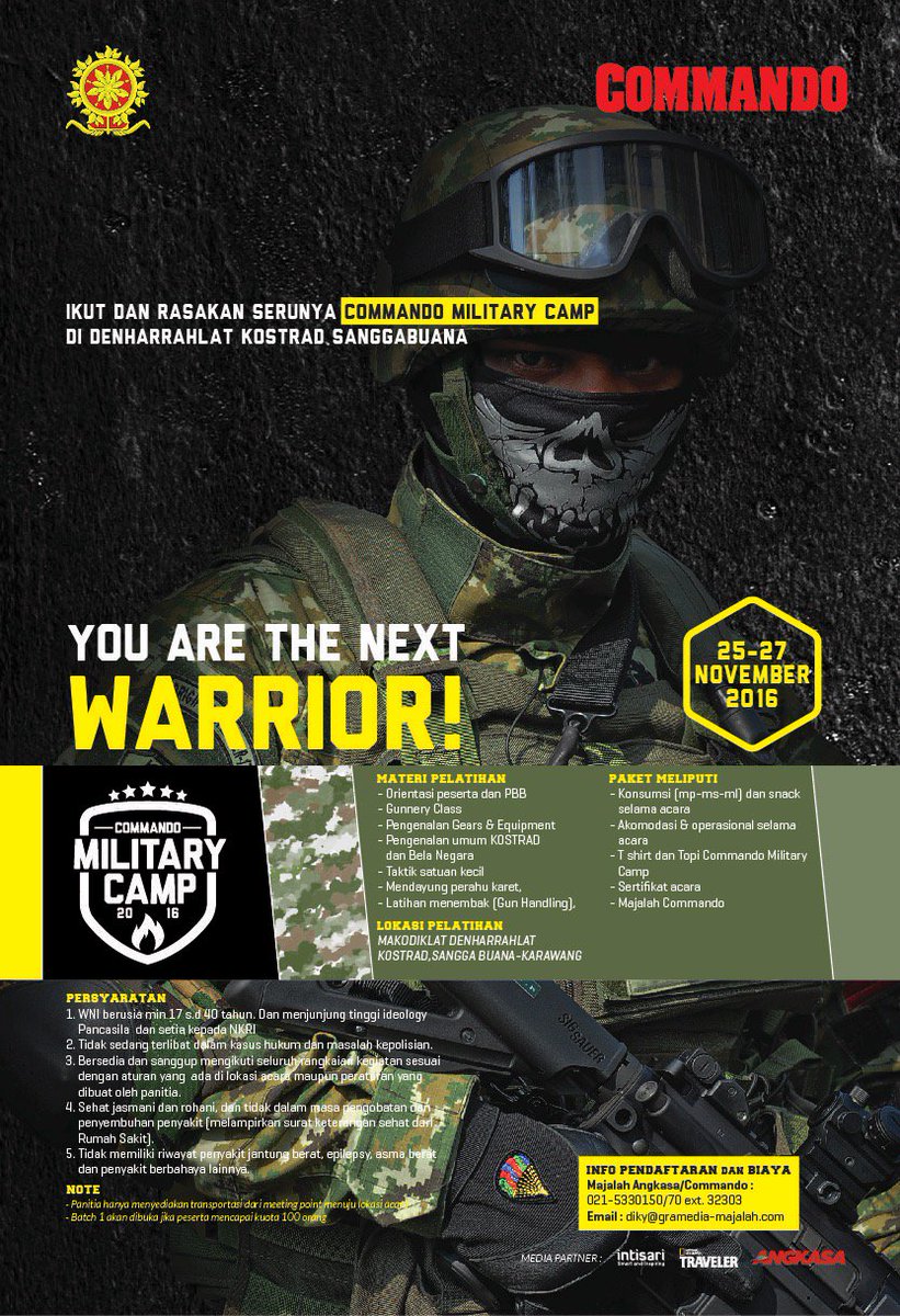 lesatonline's tweet image. Buat yg mau ikutan,msh km tunggu ya.pendaftaran akn ditutup 1 minggu sblm kegiatan!yuk segera daftar #commandocamp