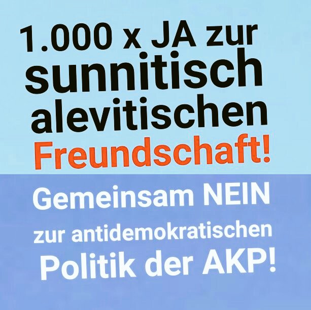 #Klartext zur alevitisch sunnitischen Freundschaft und zur AKP! 

<a href="/AABFde/">AABF Deutschland</a> <a href="/HuseyinMat_/">Hüseyin Mat</a> <a href="/OkerTurgut/">Turgut Öker</a> <a href="/BDAJde/">BDAJ Deutschland</a> <a href="/BdasDeutschland/">BDAS</a>