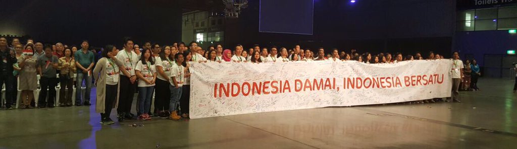 Masyarakat Indonesia di Australia juga menyampaikan deklarasi tentang pentingnya perdamaian dan persatuan. Saya sangat apresiasi -Jkw