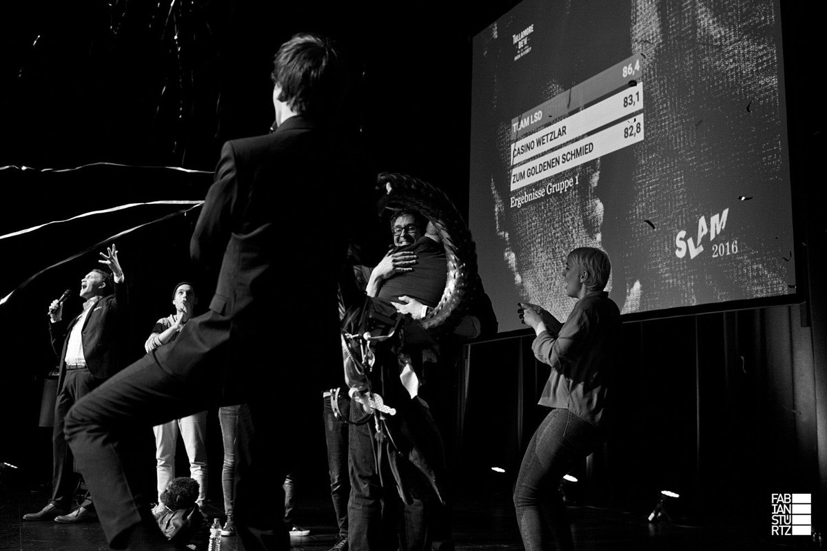 SLAM2016d's tweet image. Das TEAM LSD aka @VolkerStruebing &amp;amp; Micha Ebeling haben gestern im @Theaterhaus das Team-Finale des #slam2016 gewonnen!