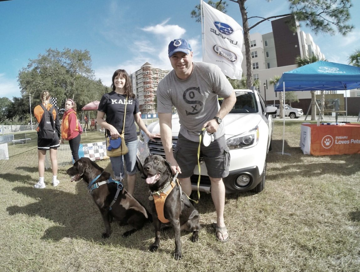 SubaruTampa's tweet photo. It's inevitable that we run into our customers @ACTampa #StrideForStrays. SO happy Sandy, Dave, Blue & Bryce stopped by. #SubaruLovesPets https://t.co/VMIuECP4S9