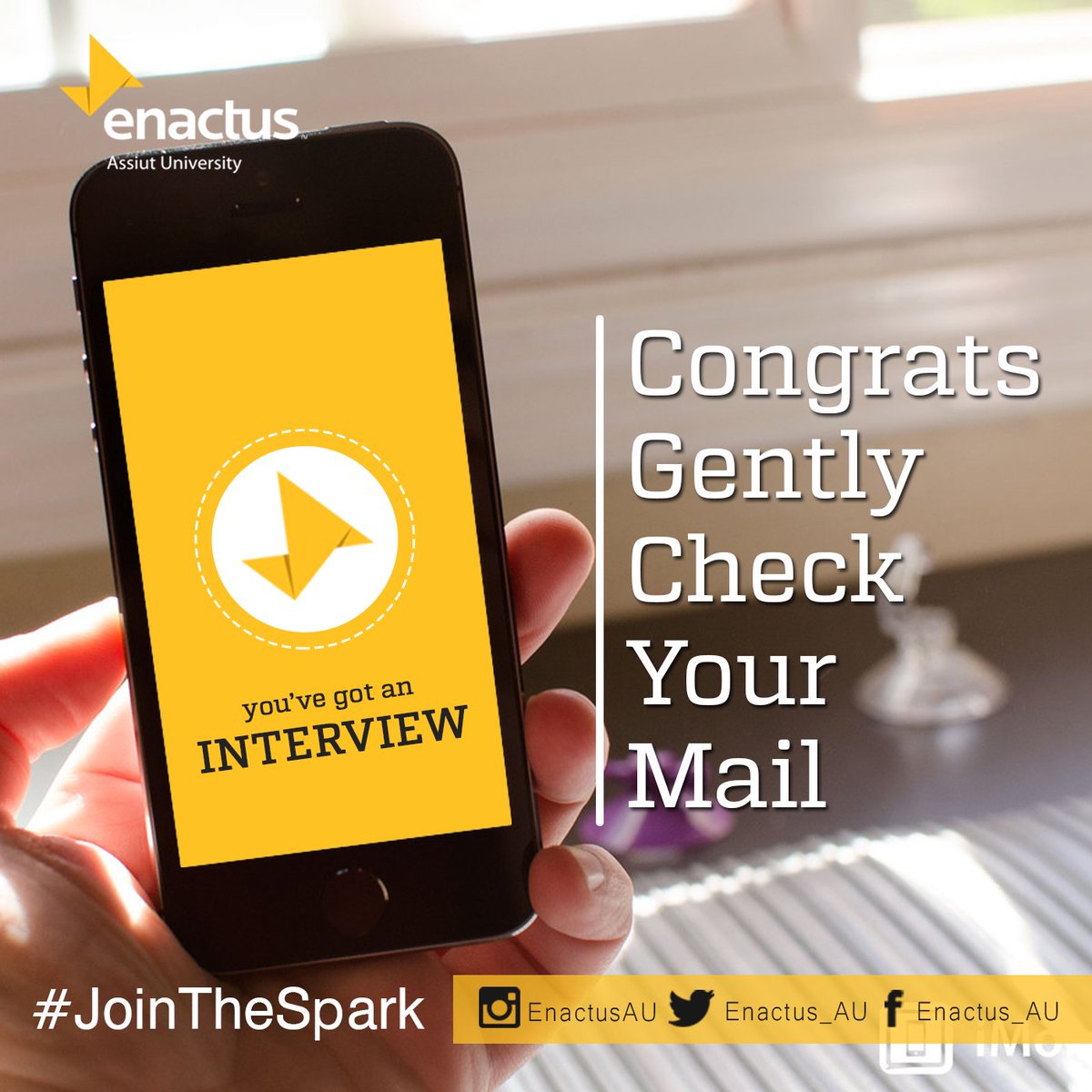 enactus_au2021's tweet photo. خليكم متابعين الmail هنكلمكم نحدد معاكم ميعاد ومكان الinterview
#JoinTheSpark
#join_enactus https://t.co/acnLHIygTW