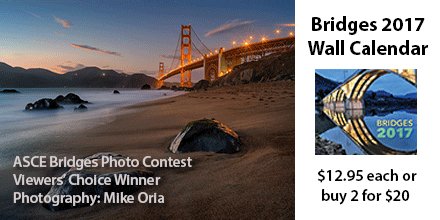 ASCEpublishing's tweet photo. Congrats @MikeOria 2016 ASCE #BridgesPhotoContest Viewers' Choice Winner. View calendar photos & order online https://t.co/6l4zp199iA https://t.co/tU0PCqUhut