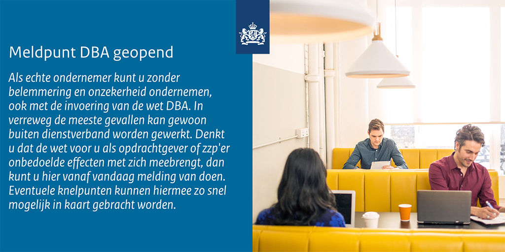 Zzp'er en wil je knelpunten #modelovereenkomst melden? Dat kan online bij het Meldpunt DBA bit.ly/2fIuN5C