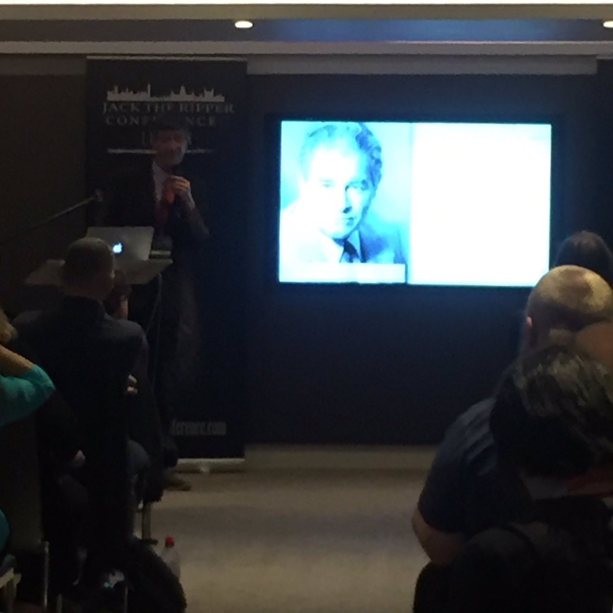 JTRConference's tweet photo. Next up is Richard Patterson who's travelled all the way from #Australia to talk about #FrancisThompson #RipperSuspect https://t.co/RAvVBYL9VF