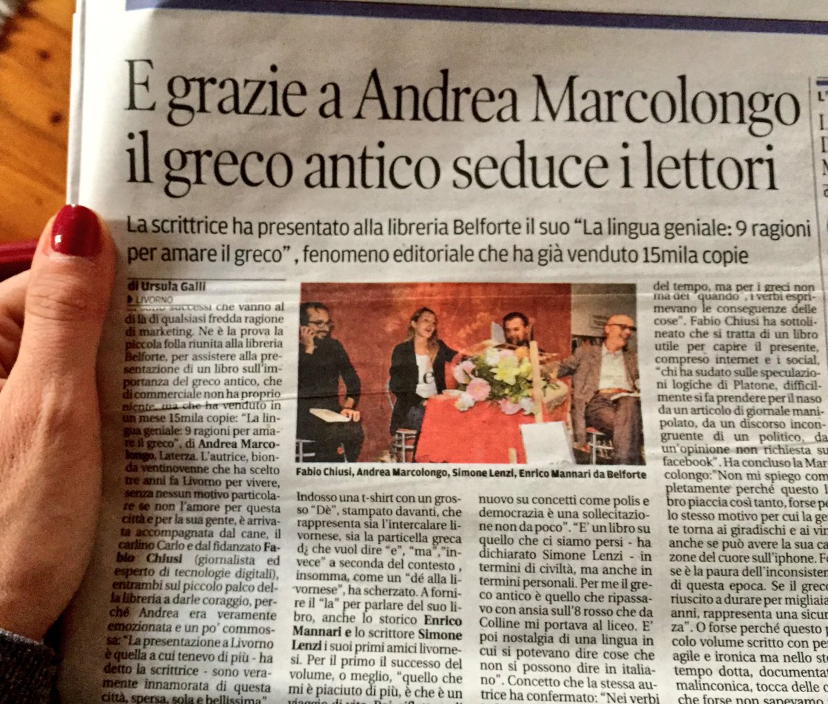 Quest'articolo su <a href="/TirrenoLivorno/">IlTirrenoLivorno</a> mi commuove.Sì, ero emozionata e sì, sono innamorata di Livorno,"spersa, sola e bellissima"(come il greco)