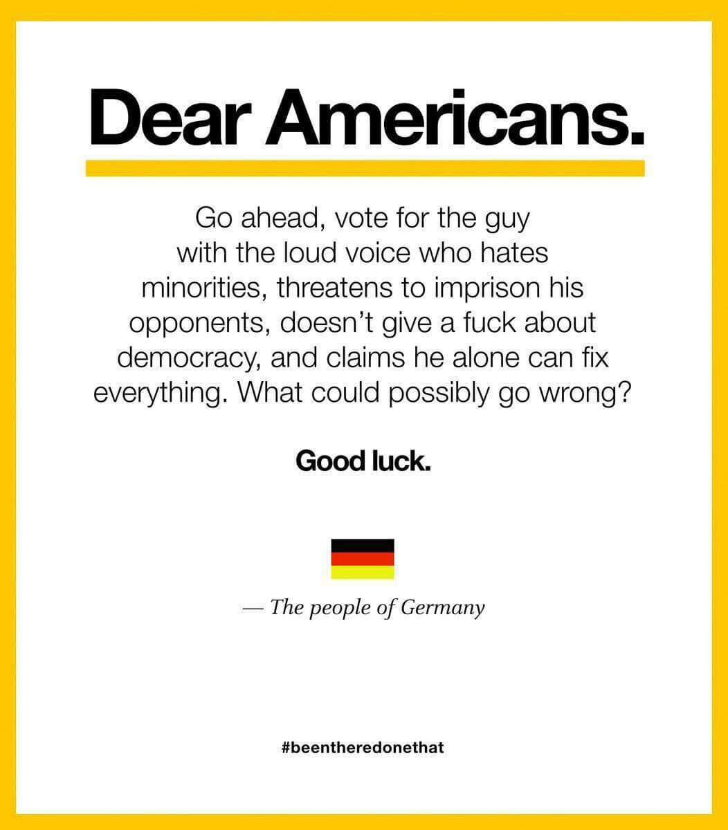 gregg0418's tweet photo. Here's a message from the People from Germany about @realDonaldTrump https://t.co/TP0qxEIDMo