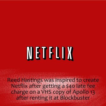 DailyRandomF's tweet image. Reed Hastings was inspired to create Netflix after getting a $40 late fee charge on a VHS copy of Apollo 13 after renting it at Blockbuster