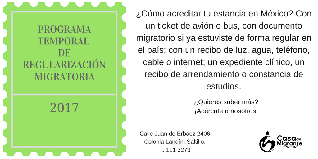 CDMSaltillo's tweet photo. ¿Sabes cómo acreditar tu estancia para iniciar trámite con el Programa Temporal de Regularización? Revísalo aquí. #CDMSaltillo https://t.co/ObJJwlMYBT