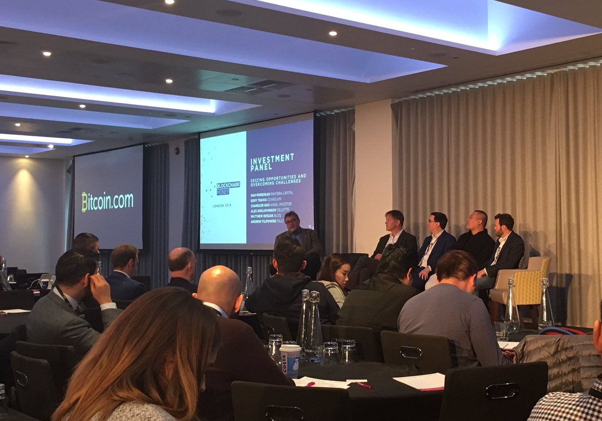 Nftydaddy's tweet photo. Impressive investment panel #BlockchainMoney, "It's time to invest in #Blockchain startups"  @startupeddy @dan_pantera @ChandlerGuo @_shelk https://t.co/vUl9QJiSvC