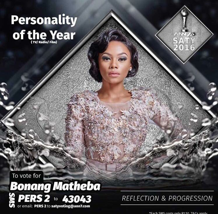 DNABrandSA's tweet photo. To vote for #SATY2016 host @bonang_m, SMS PERS 2 to 43043 or e-mail Pers 2 to satyvoting@ann7.com https://t.co/x9B0Iy2j1f