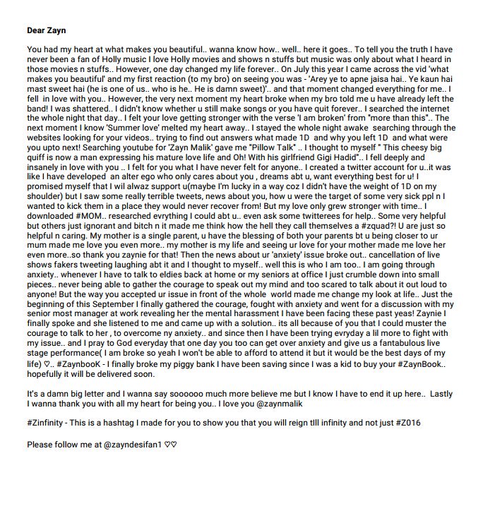 zaynseetruth's tweet image. I hve finaly penned down my thoughts in tis lil letter.I wantd 2 write so much more bt this word limit! 😉 pls zquad RT 👇 so Zayn notices 😙😙
