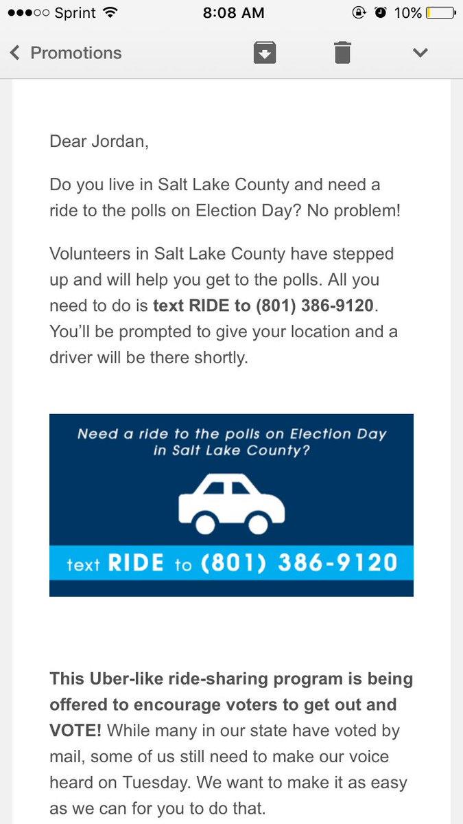 ProbsCrying05's tweet photo. SLC County friends text this number if you don't have a ride to vote. Voting is so important @mikeforutah @UtahDemocrats #UTVotes https://t.co/bszpKg30JV