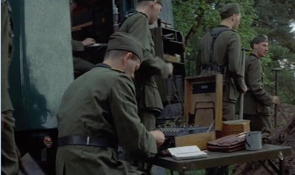 Soldier Using Enigma Machine