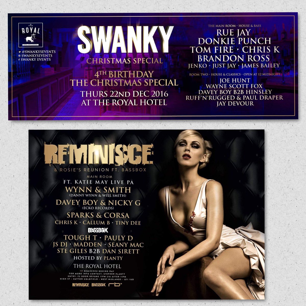 SwankysEvents's tweet photo. 2 HUGE EVENTS AT THE ROYAL SUTTON COLDFIELD, SWANKYS 4TH BDAY THURS 22ND OF DEC &amp; REMINISCE, ROSIES REUNION BOXING DAY! 🎶🎊🎉🎅🏻🎄🍾🍻 https://t.co/oEkwlU91uU