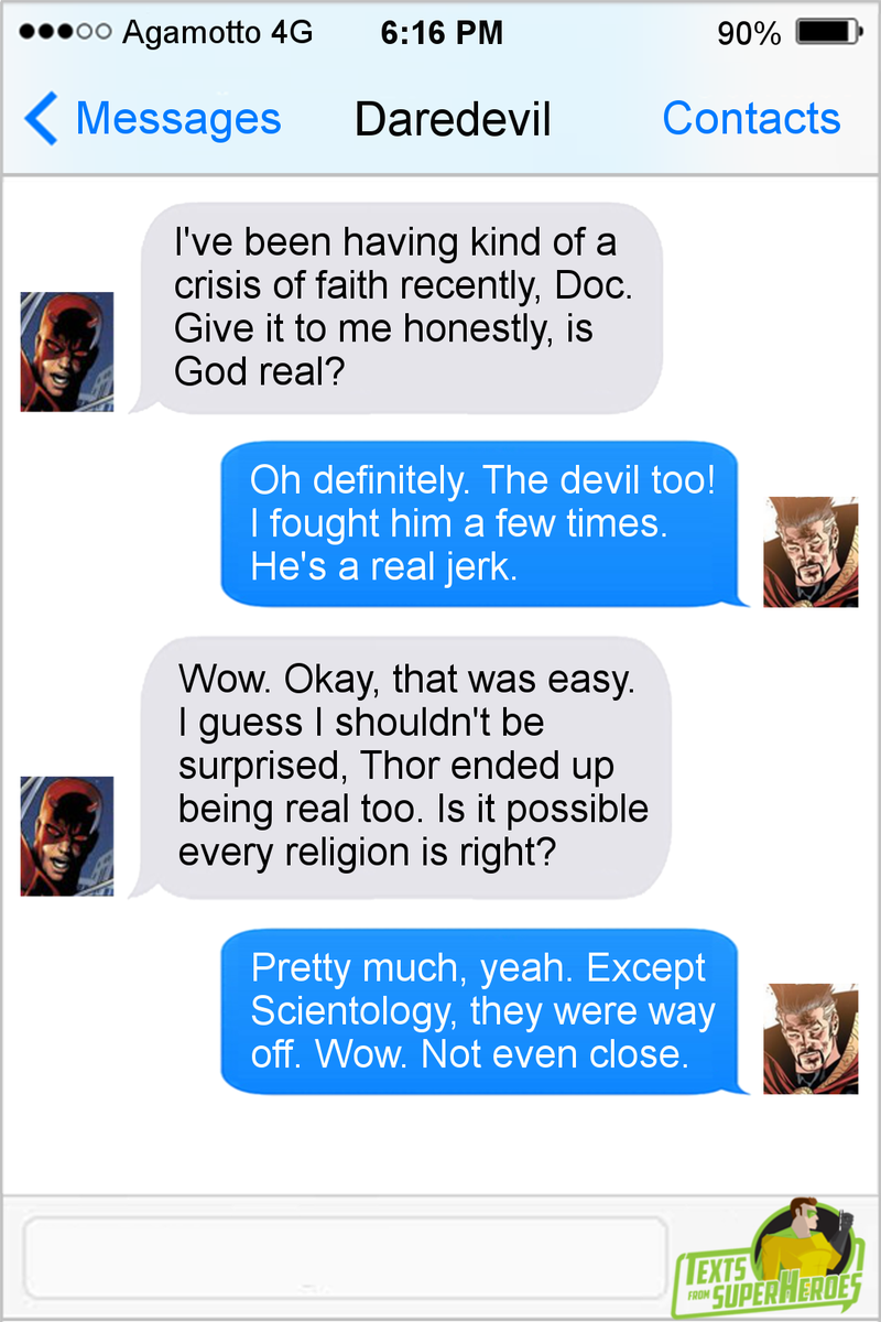 FromSuperheroes's tweet photo. By the Eye of Agamotto it's the best Dr. Strange posts on Texts From Superheroes. (No movie spoilers) 
https://t.co/QexobCdi2K https://t.co/XnxsD52v2u