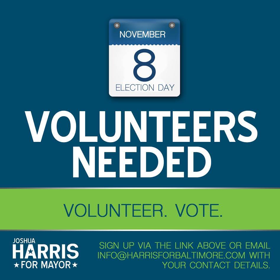 HarrisForBmore's tweet photo. We are in need of volunteers on election day. Get in touch if you are able to join us: Sign up here: https://t.co/ePmGLpUWDs #HarrisForMayor https://t.co/k7gKGqf991