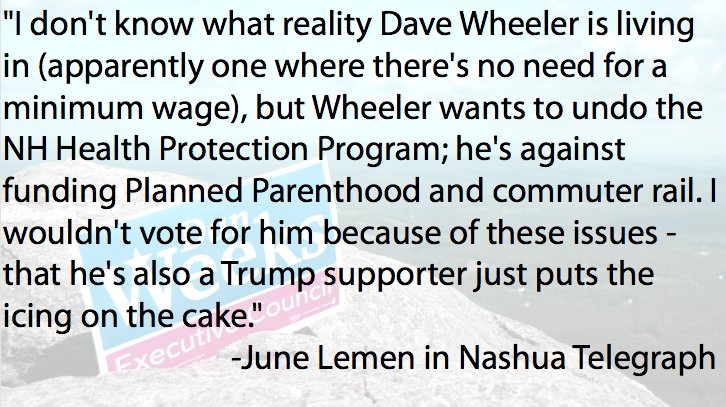 Weeks4NH's tweet image. "I don't know what reality Dave Wheeler is living in" @NashuaTelegraph #nhpolitics