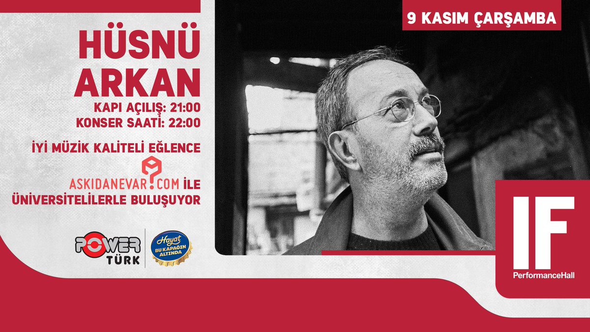9 Kasım'da <a href="/husnuarkan/">Hüsnü Arkan</a> konseri Ankara <a href="/IFPerformance/">IF PERFORMANCE HALL</a>'de! RT'leyen 10 üniversiteliye çift kişilik bilet hediye!