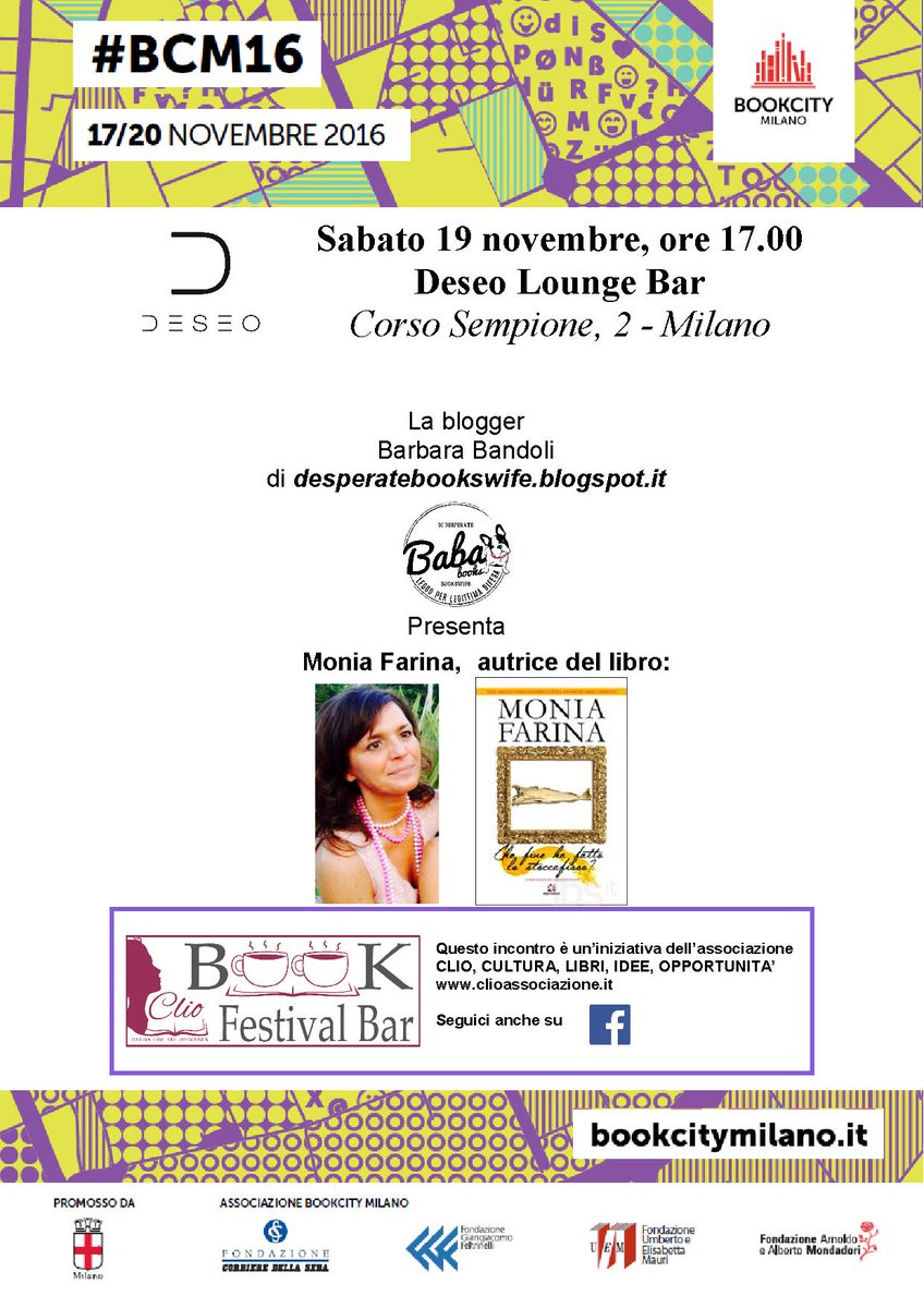 Buonasera! Io e Monia il 19 saremo al Bookcity. Vi aspettiamo. #chiacchiere #libri #letturedisperate