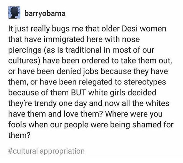 SJW Nonsense on Twitter "Nose piercings are cultural appropriation…