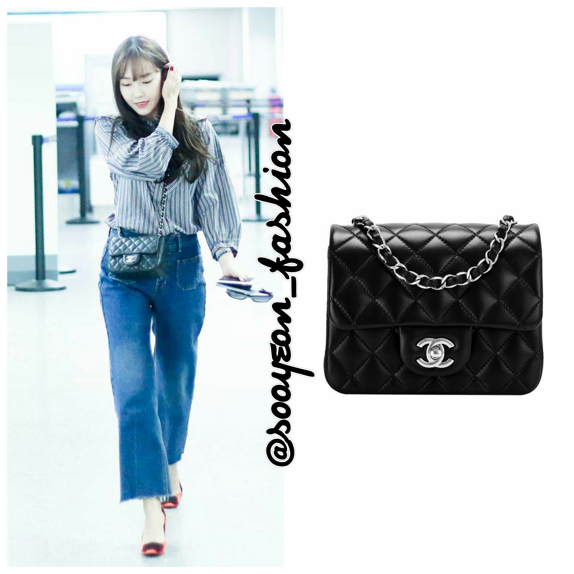 jsy fashion on X: 150823 Gimpo Airport CHANEL: Mini Classic Flap Bag (Black),  $2.700  #JessicaJung #sicasairportfashion   / X