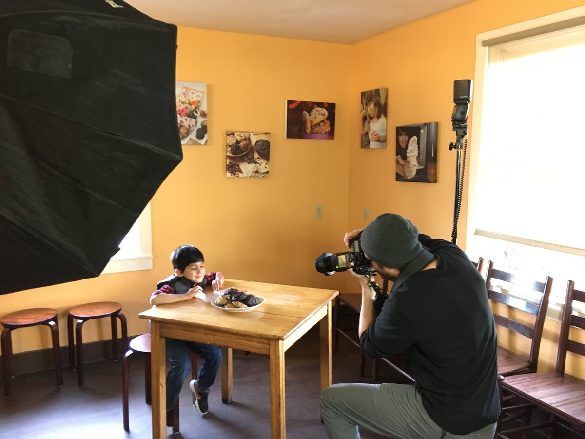 A behind-the-scenes look at our last photoshoot - Xavier patiently waiting for his moment of glory!