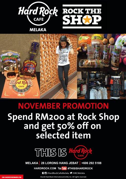 hrcmelaka's tweet image. Swing by our Rock Shop and grab something to add in to your collection! 
#RockShop #NovemberPromotion #HardRockCafeMelaka #PinCollector