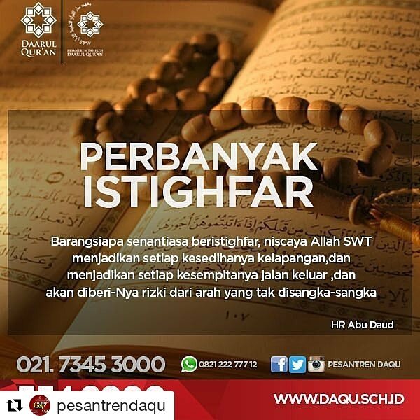 Yuk perbanyak istighfar diawal hari yang insyaAllah barokah ini
Dan jangan lupa juga untuk sholat dhuha nya sebentar ya semua